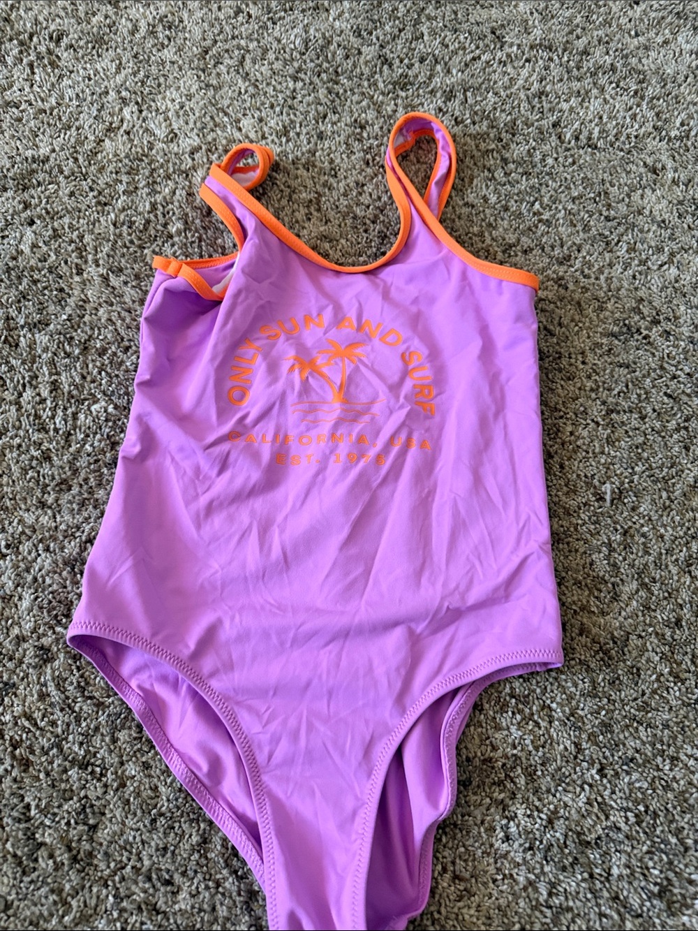 Zara Pink One-Piece Swimsuit with Orange Trim